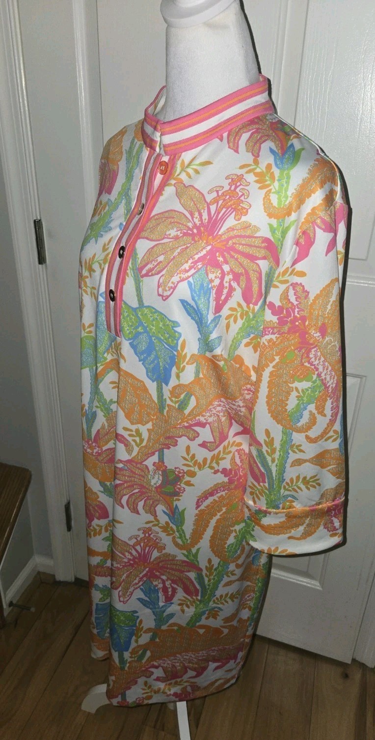 NWT Gretchen Scott Mandarin Dress Size XXL 2XL White Palm Trees $149 SOLD OUT!