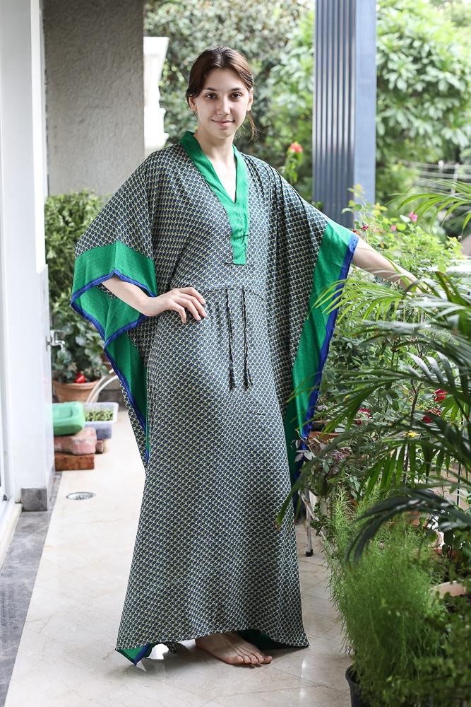 Silk Beige Kaftan / Handmade Flowy Maxi Dress / Resort Wear Outfit PS MFN1037