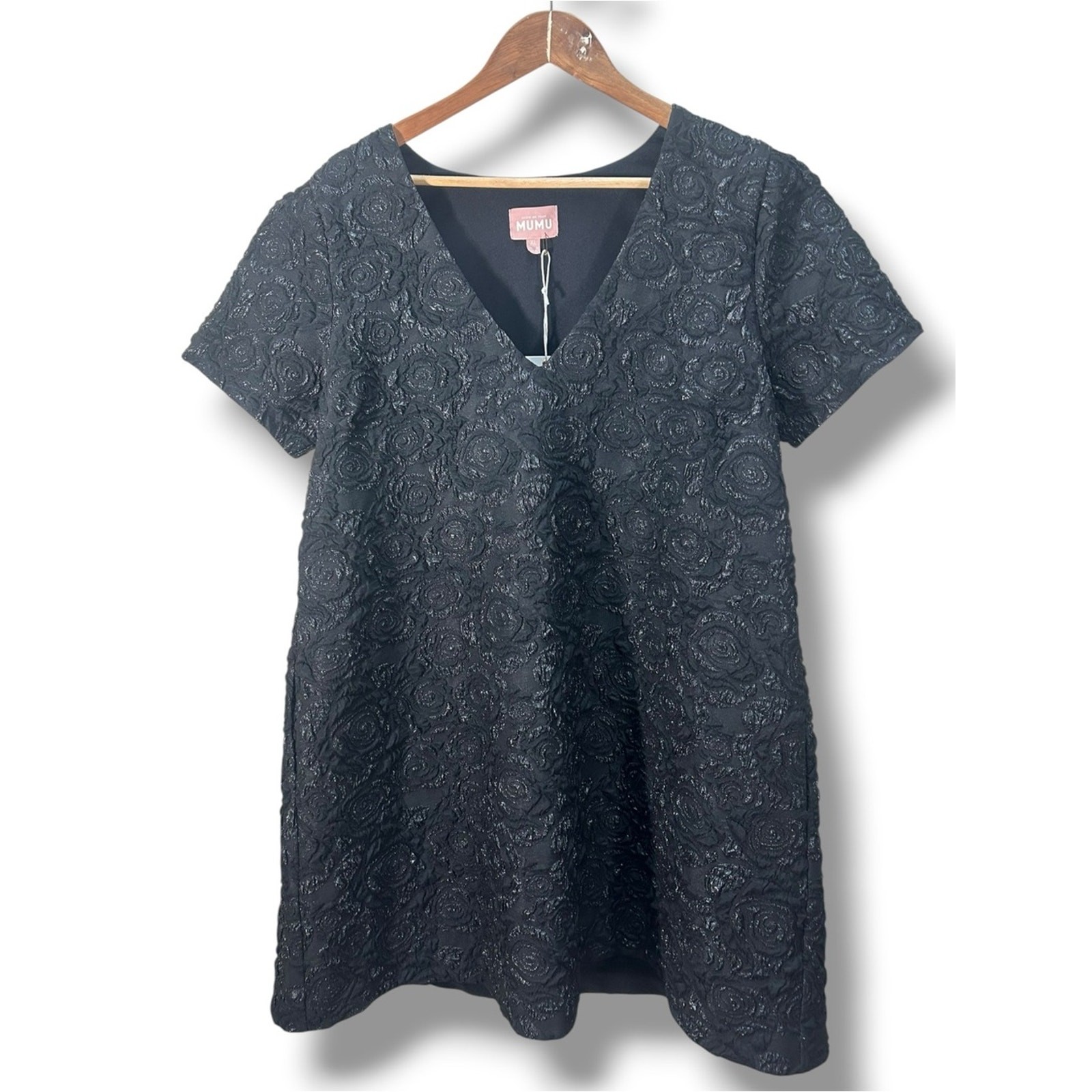 NWT Show Me Your Mumu Jeanette Black Blooms Jacquard Mini Dress Size XL