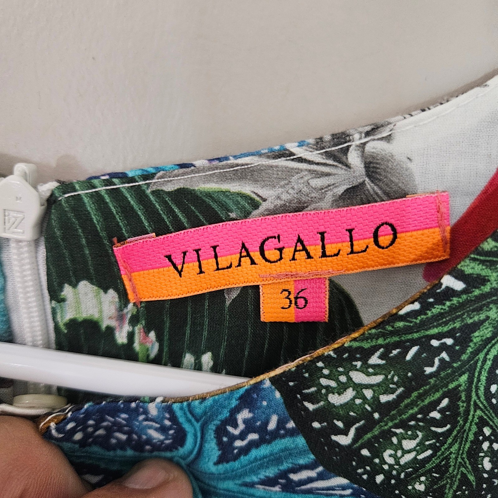 Vilagallo Tropical Monkey Bird Print Cotton Shift Dress Made in Spain Size 36