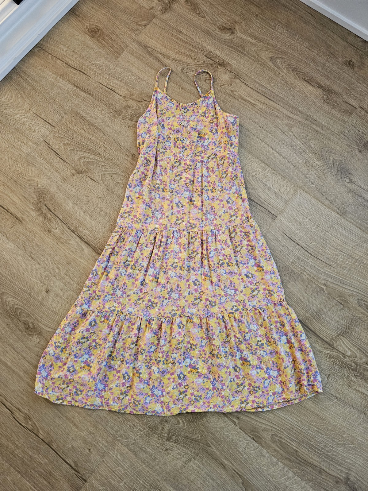 Art Class Girl midi dress with small purple and blue flowers, size M (7/8)