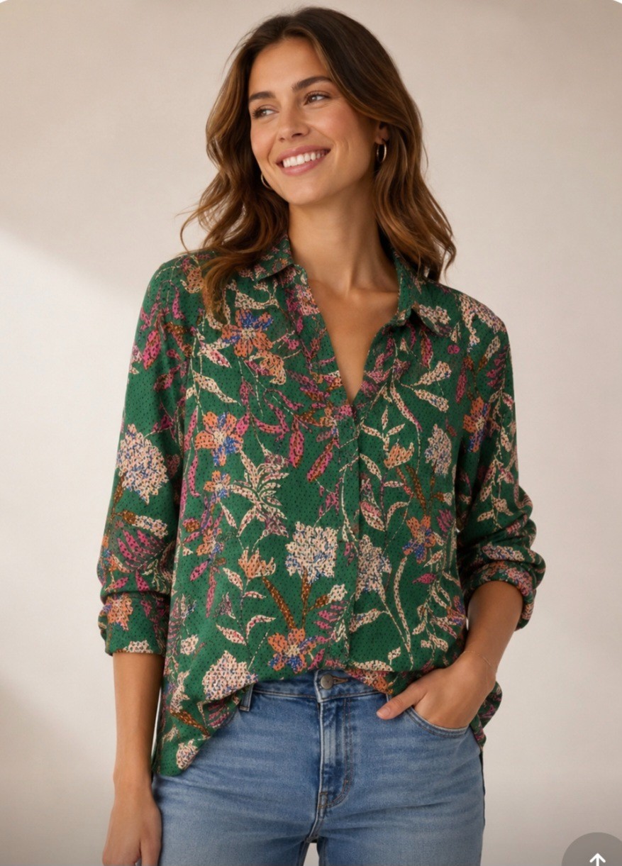 Jade long sleeve NWT womens dress shirt boho floral tropical size S