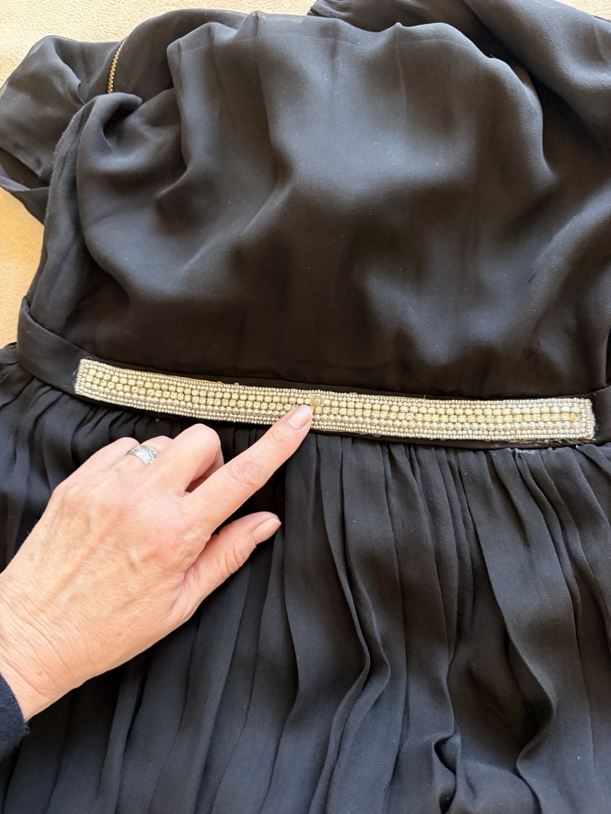 Vintage 90s Kate Spade Black 100% Silk Chiffon Dress SZ 8 FLAW READ