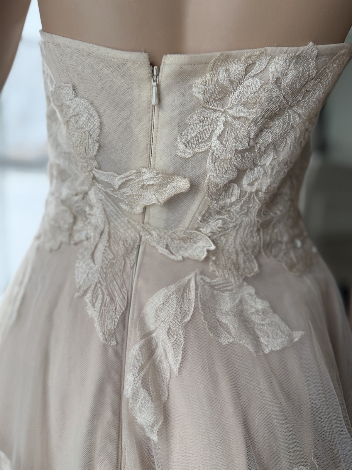 Willowby by Watters Tulle Wedding Dress Sz 22W Beige Lace Boho Bridal Fairy Gown