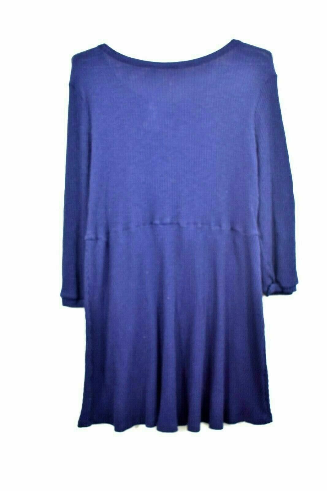 Blu Pepper Womens Long Sleeve Babydoll Dress Navy Blue Scoop Neck Knit