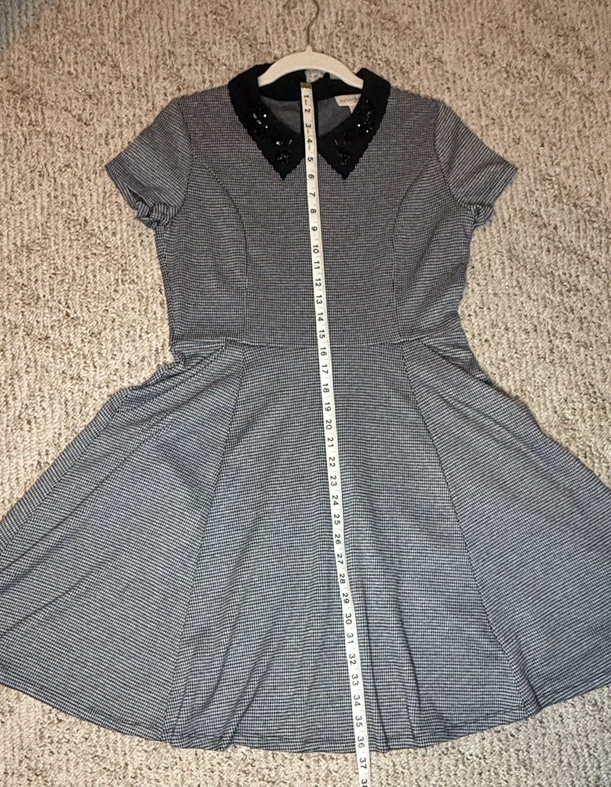 Maison Jules Women’s Embellished Collar Houndstooth Dress Size Small EUC