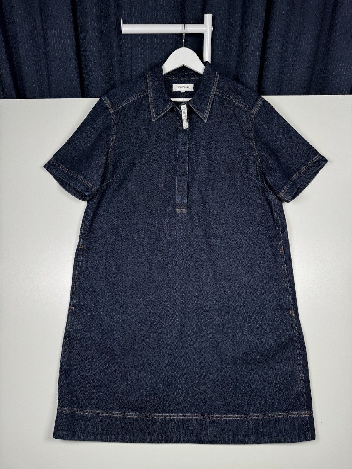 NEW – MADEWELL Denim Popover Mini Dress Dark Wash – Women’s XL