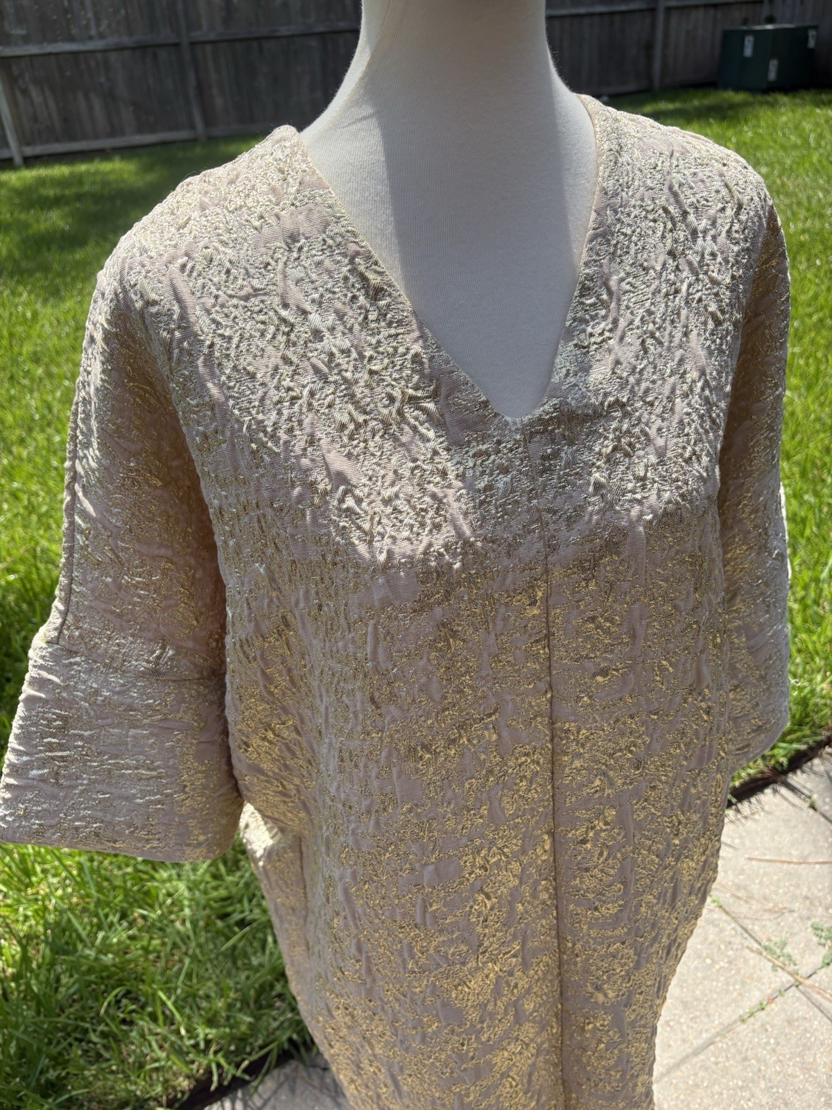 H&M Brocade Maxi Kaftan in gold – Size Medium/Large