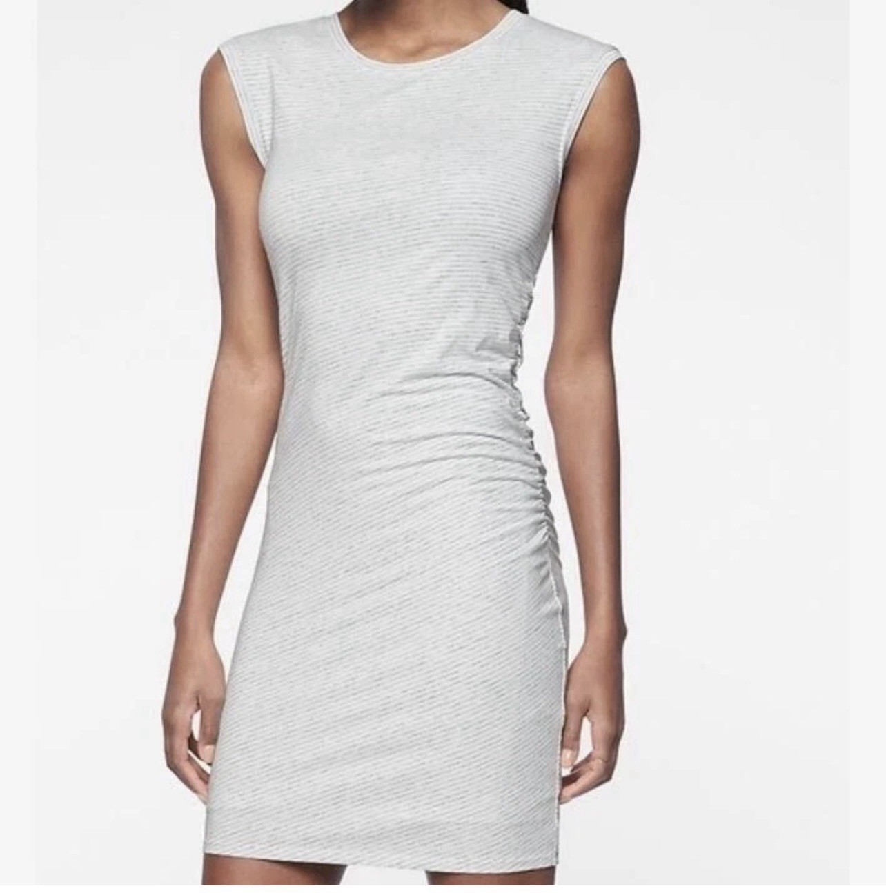 Athleta Heather Grey and White Stripe Carefree Tee Dress Medium #266279