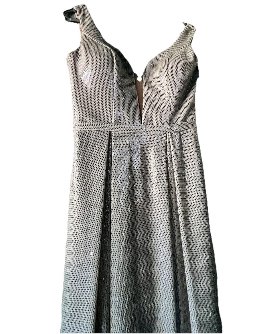 Archera 38 Long Formal Dress Silver Sparkle Princess Prom Wedding Tall READ MOR