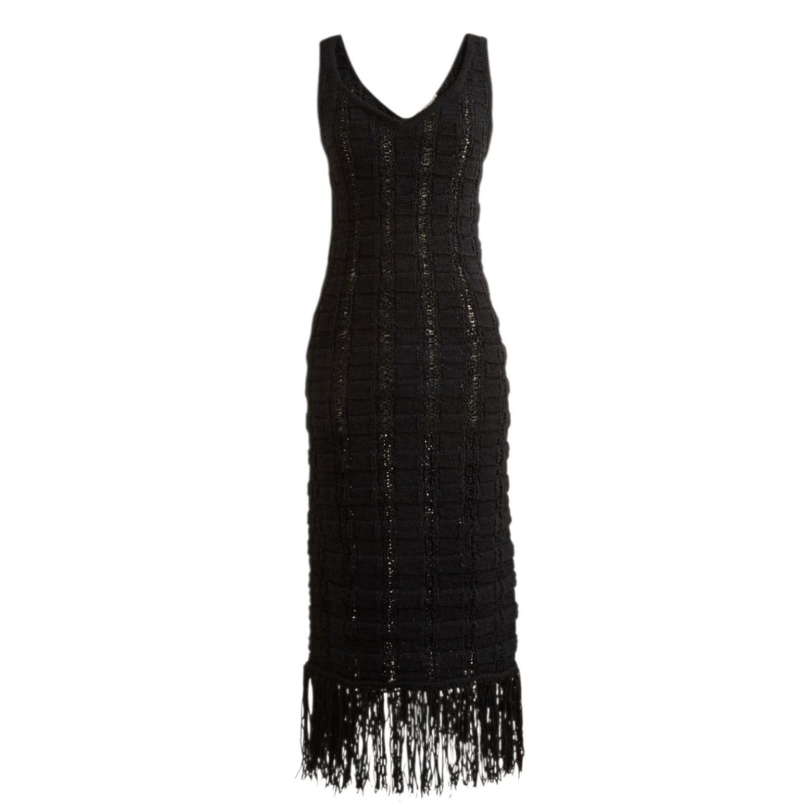 J Crew Fringe Trim Sweater Dress Small NWT Black Crochet Knit Maxi CK552