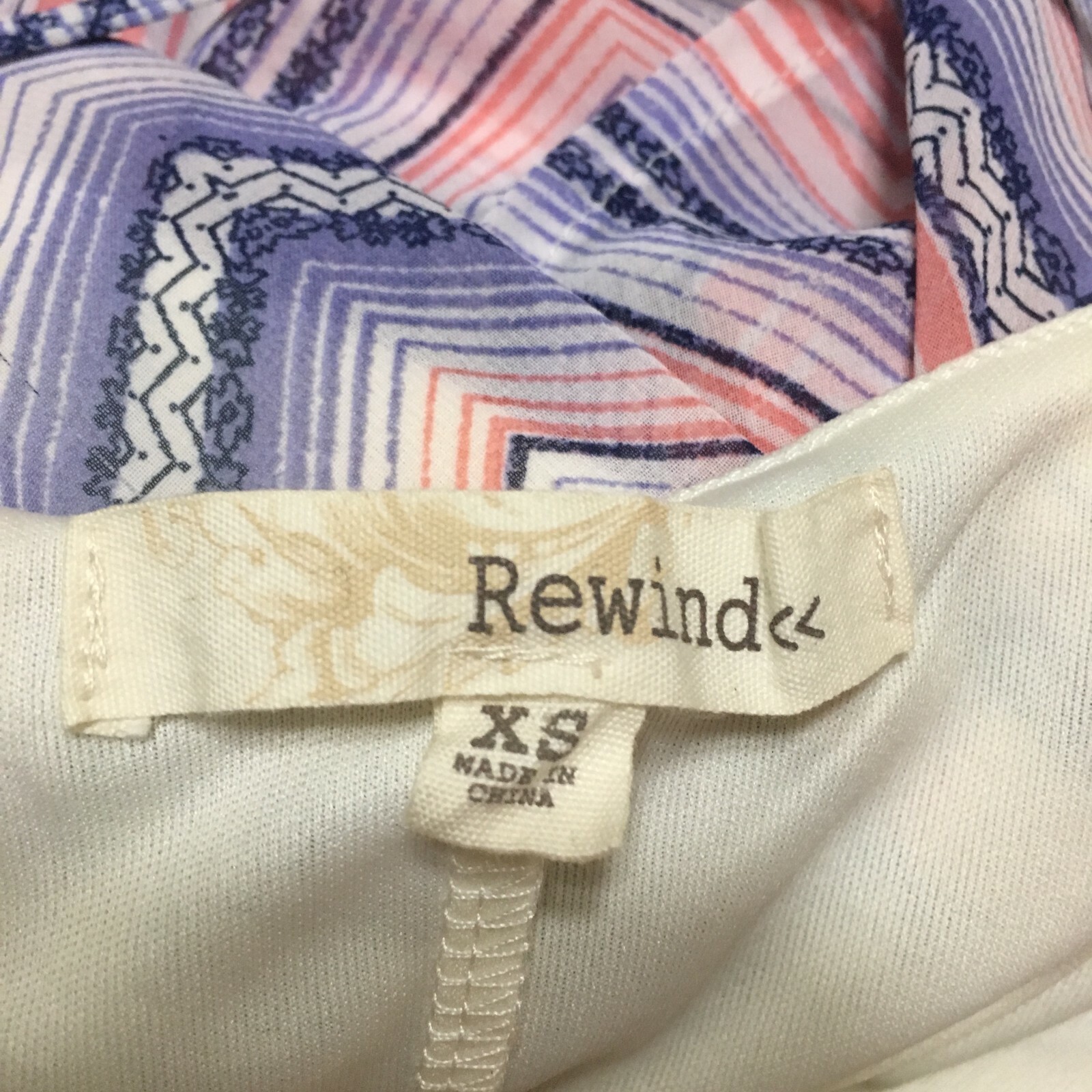 REWIND Sz XS Sheer Lined Chevron print MIDI to MAXI Dress – Pink Lavender Blue