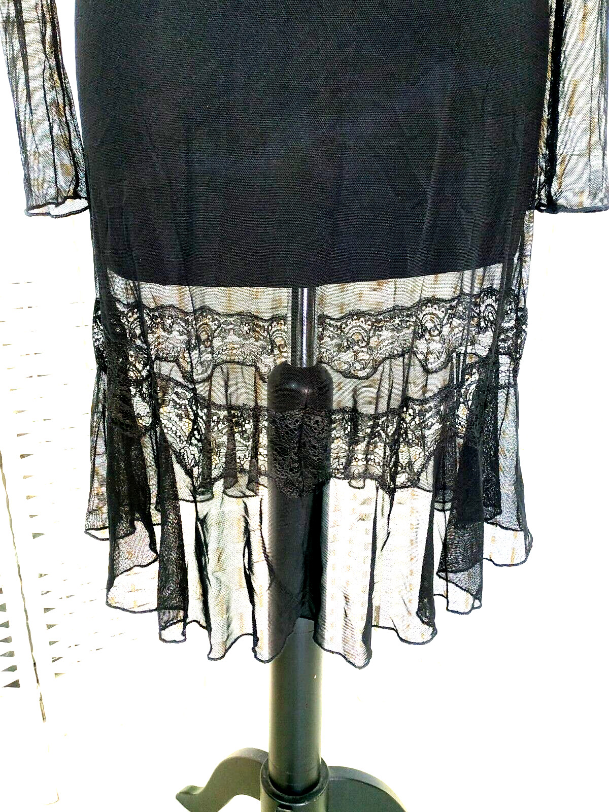 Michal Negrin Black Dress Decorated With Lace At The Bottom Size – M –