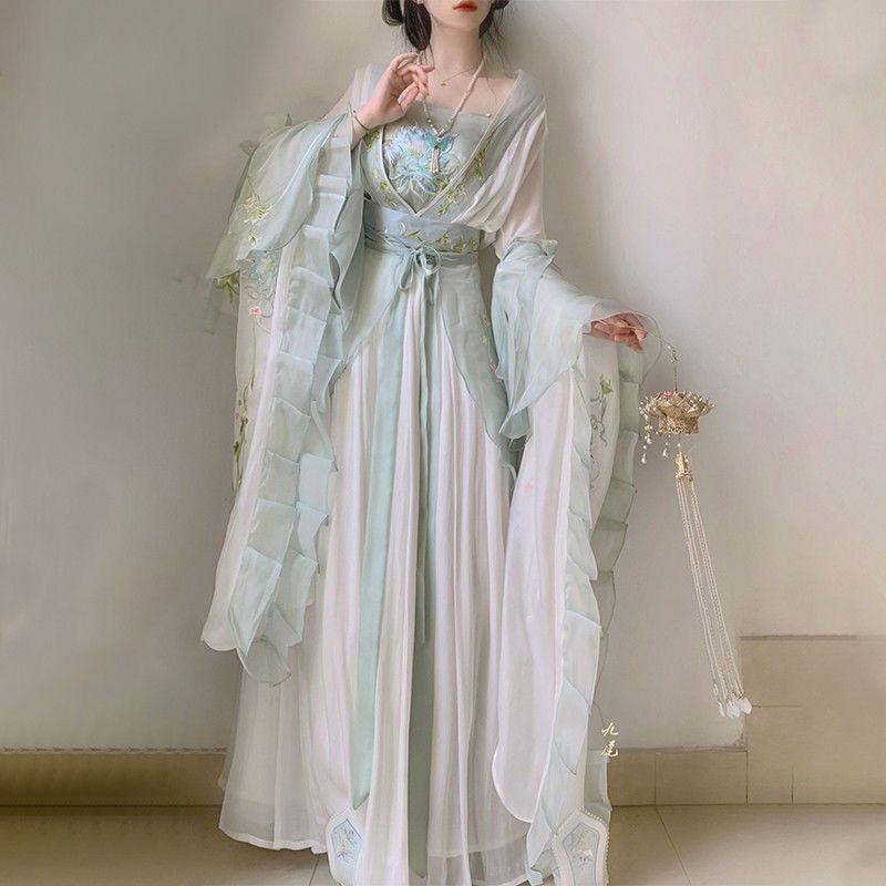 One Suit Hanfu Women Chinese Traditional Embroidery Dress Female Fairy Cosplay