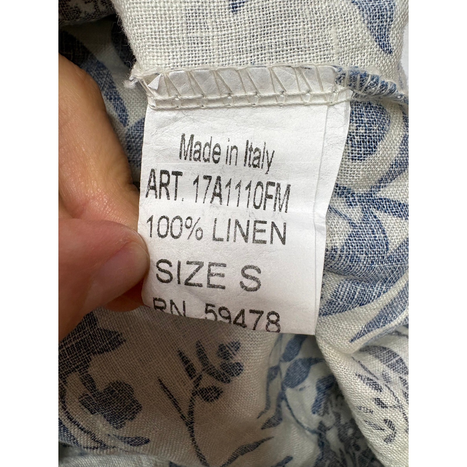 Valentina Naldi Linen Off Shoulder Boho Floral Peasant Dress Blue White Italy S