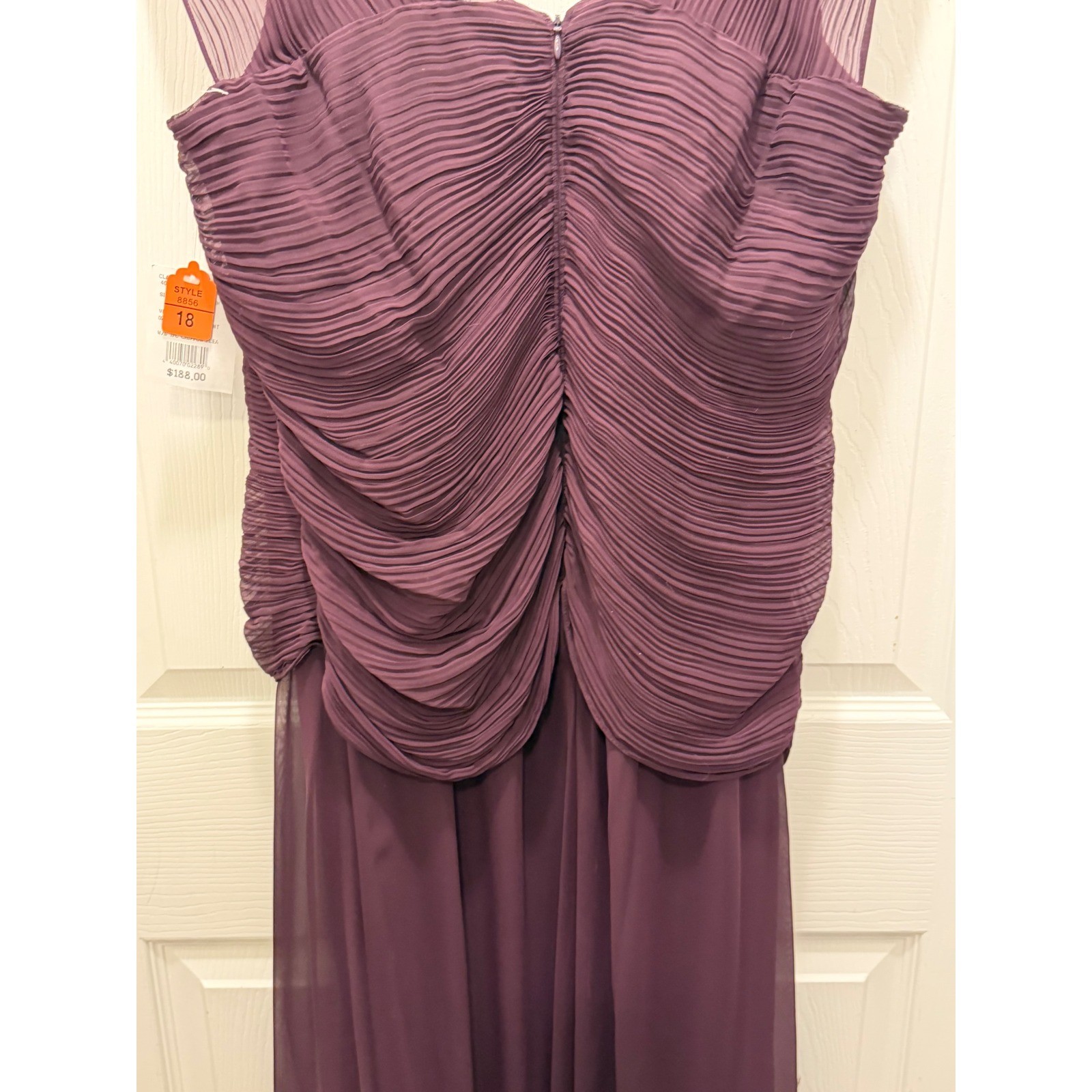 NWT Davids Bridal Eggplant Purple Chiffon Pleated Gown Mother of Bride Womens 18