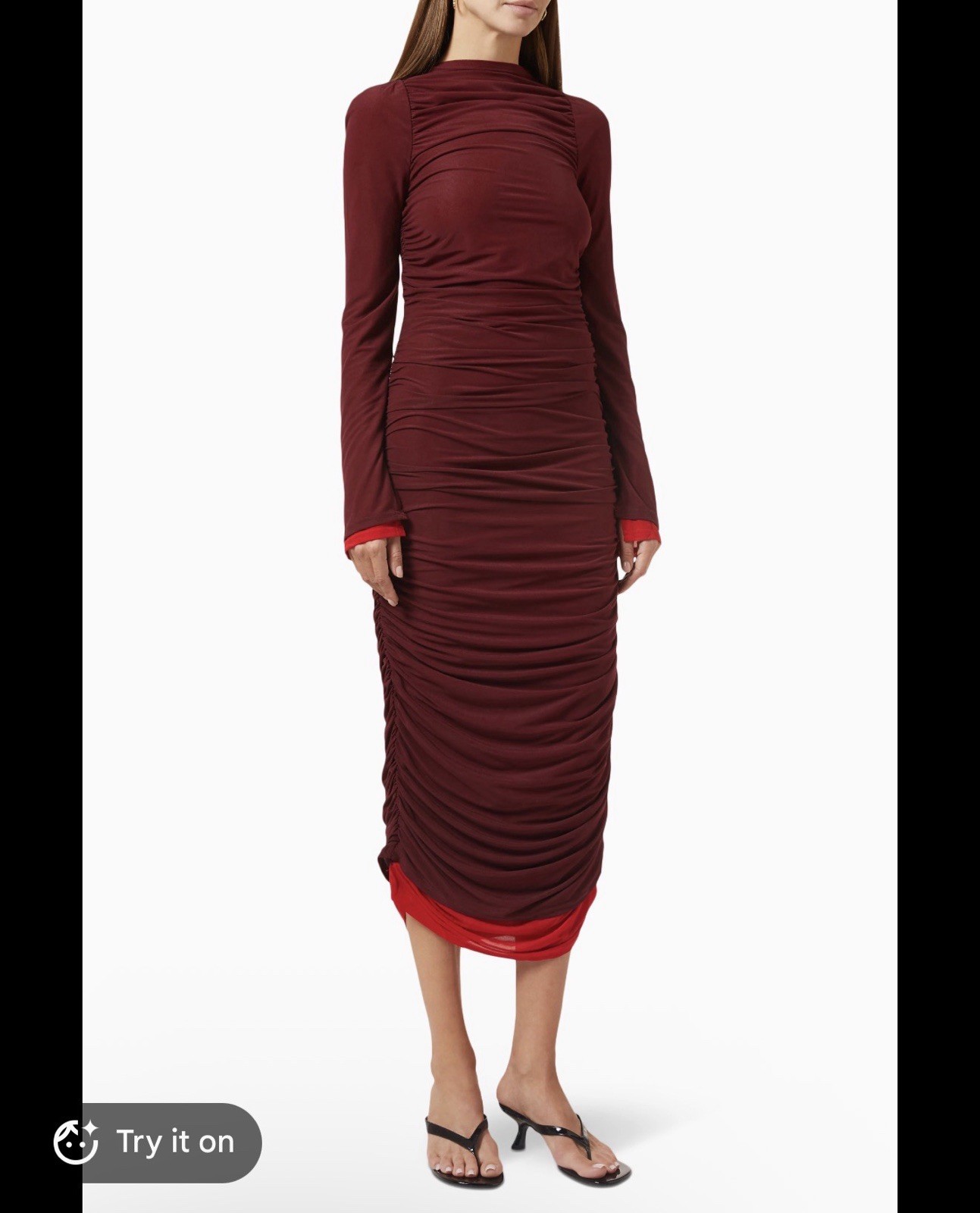 Simon Miller MESH Azora Mesh Midi Dress Burgundy Bodycon Women’s Size Medium NWT