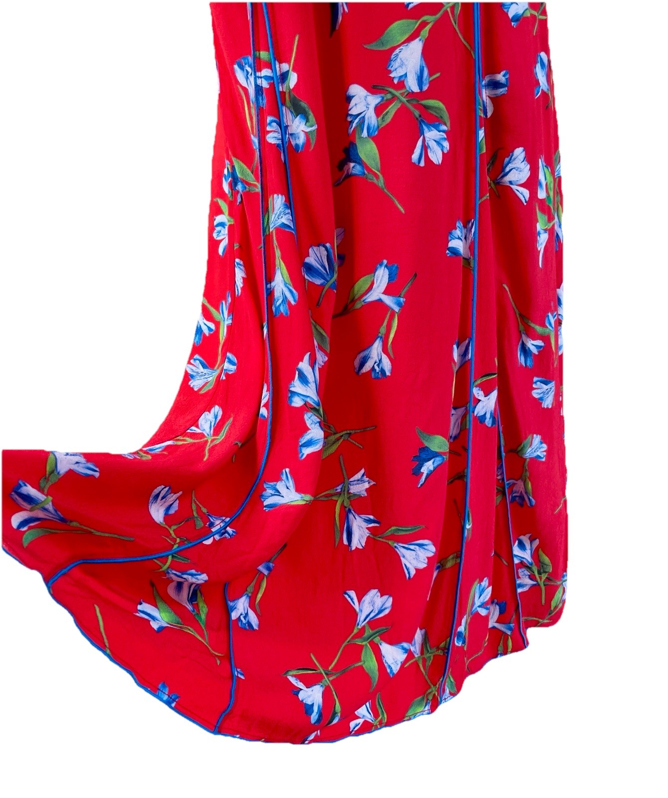 Rag & Bone Red Floral Slip Dress Small S Piping Trim Unbelted $495 Summer Pleats