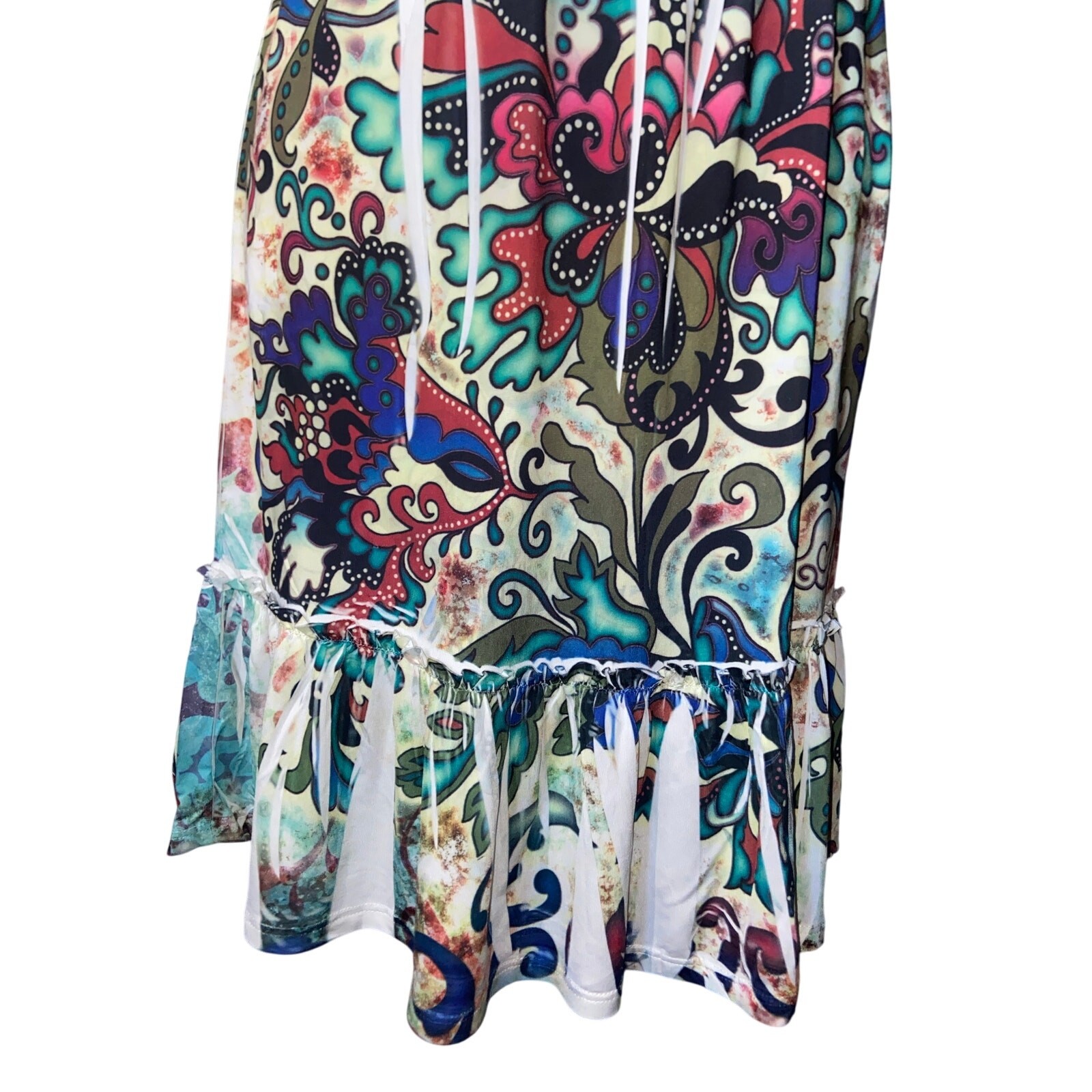 Strapless Abstract Print Dress | Summer Statement Midi | Size M