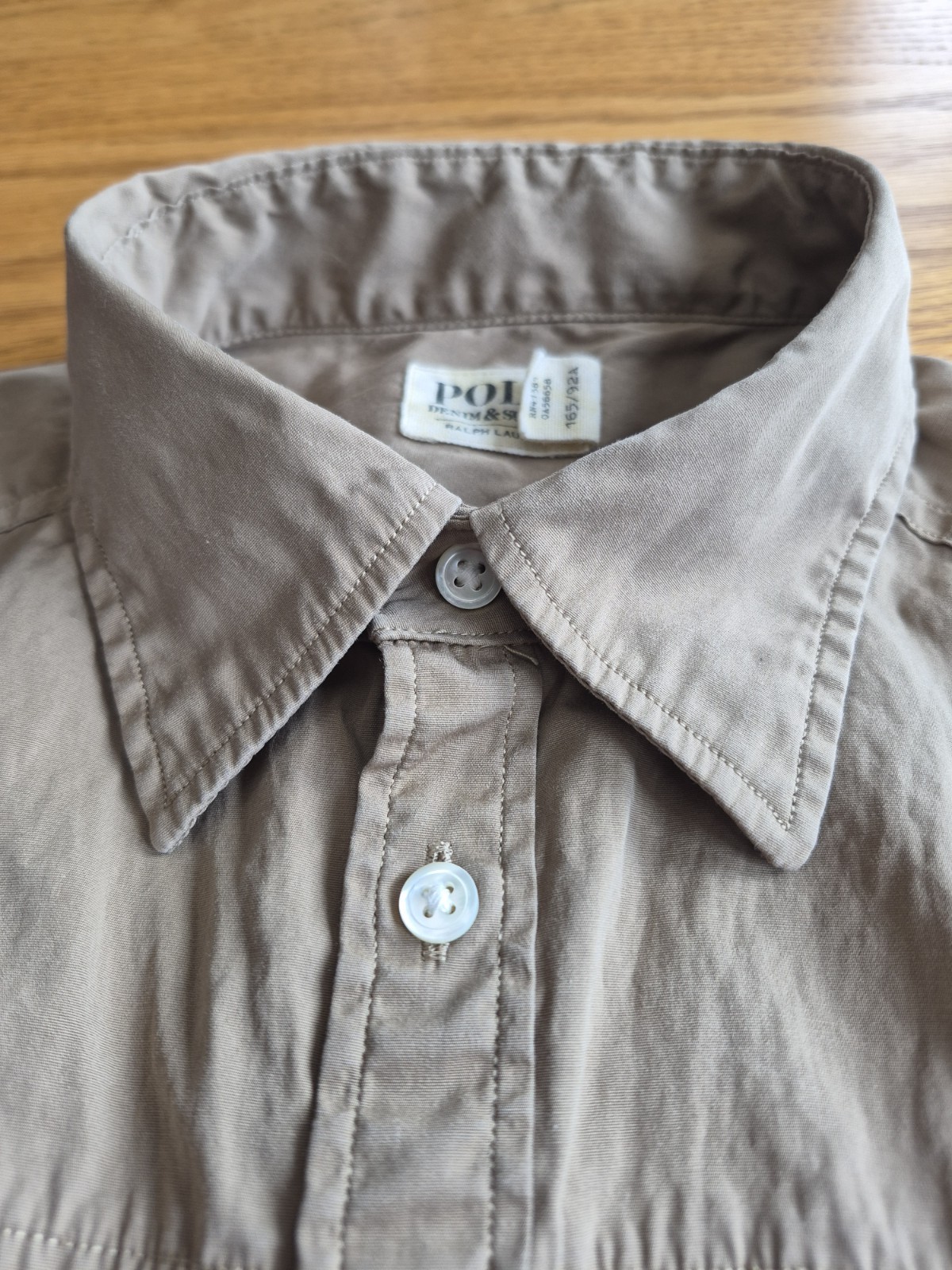 Polo Ralph Lauren Puffed Sleeve Cotton Shirt Dress Womens Midi Pockets Khaki 6