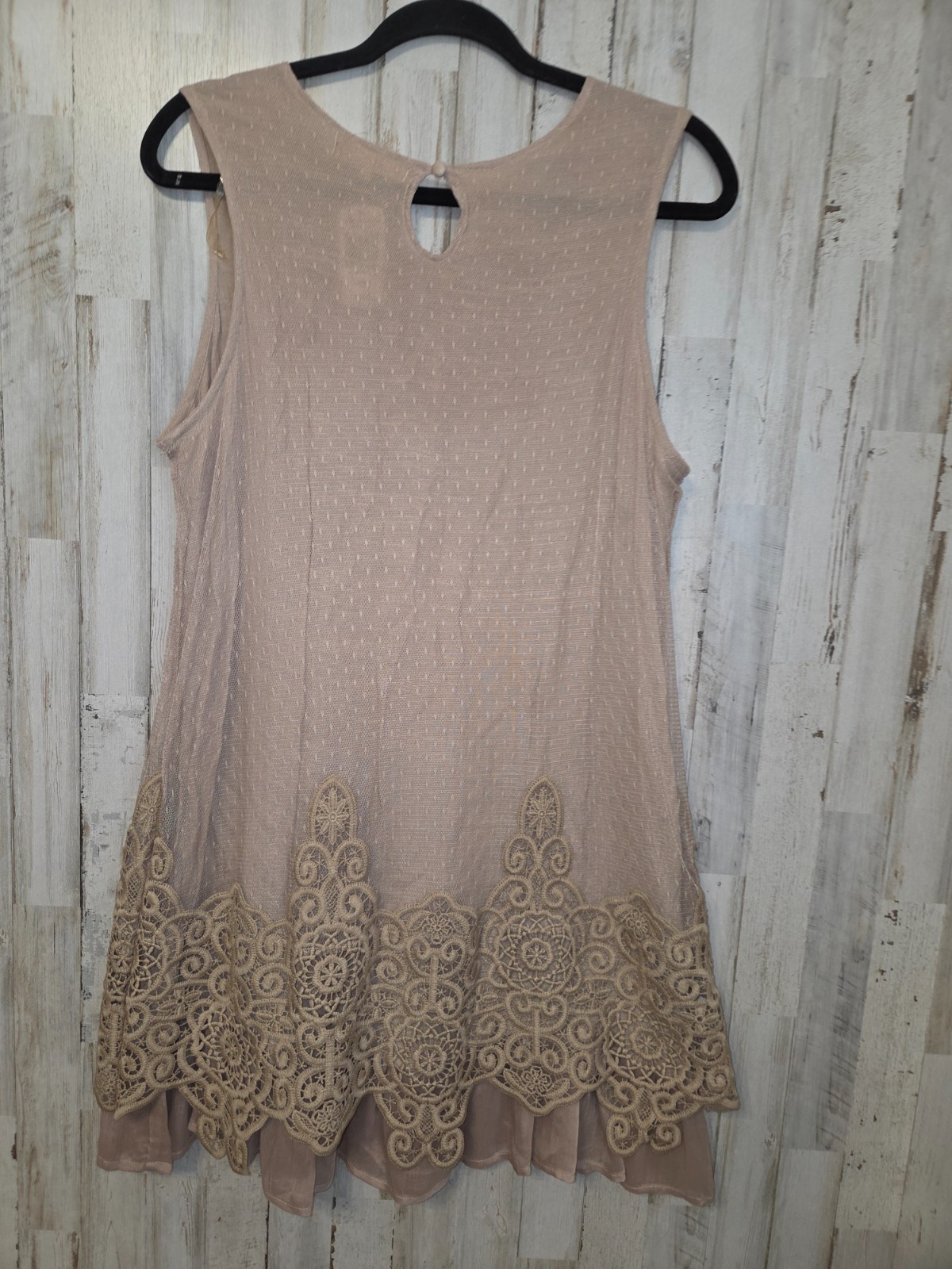 NWT Indigo Soul size L Lace Embroidered Shift Tunic Dress Mini sleeveless
