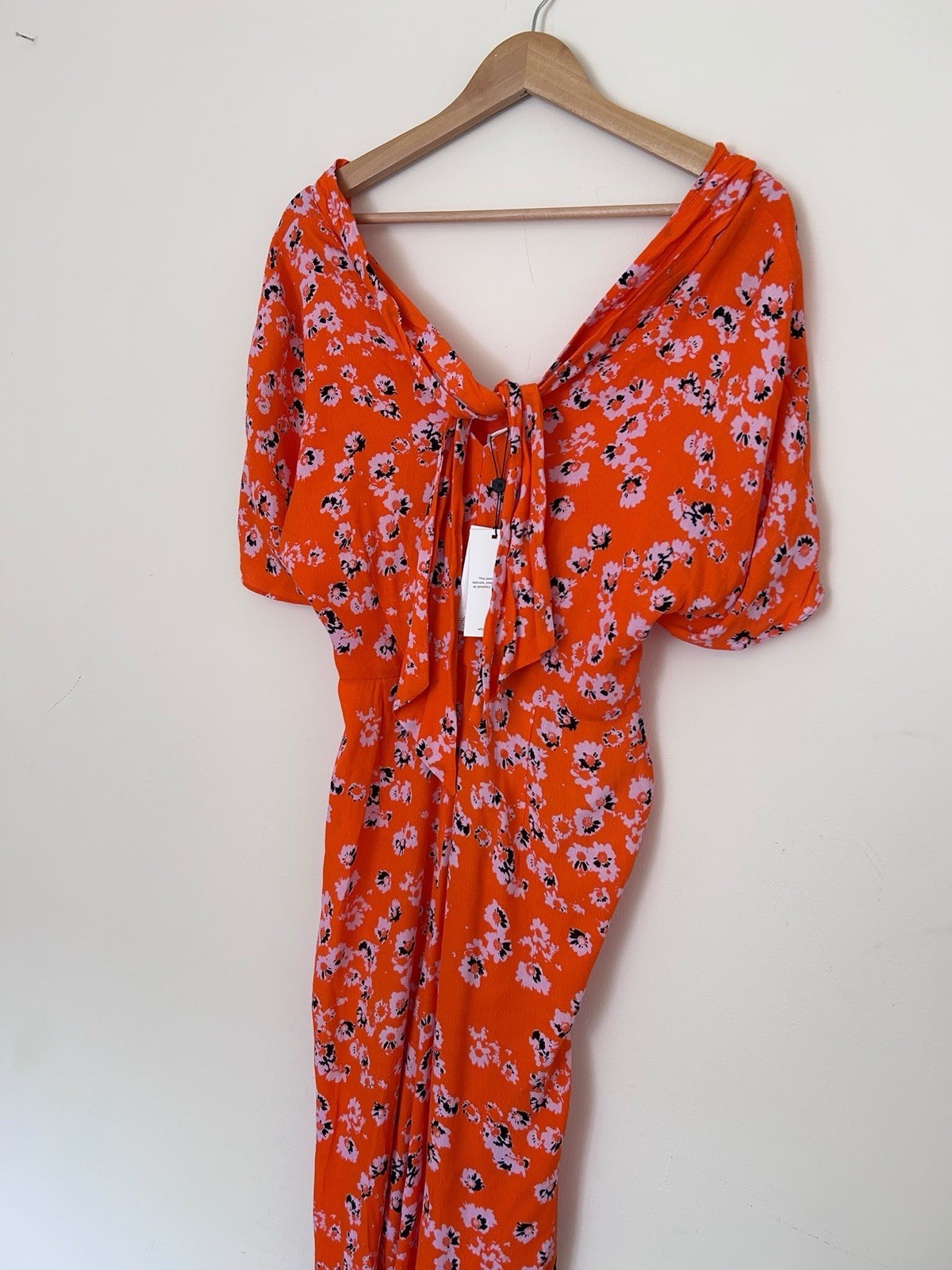 Whistles Digital Daisy Zelena Dress UK 8 Midi Midaxi RRP 159 Red Cut Out Back