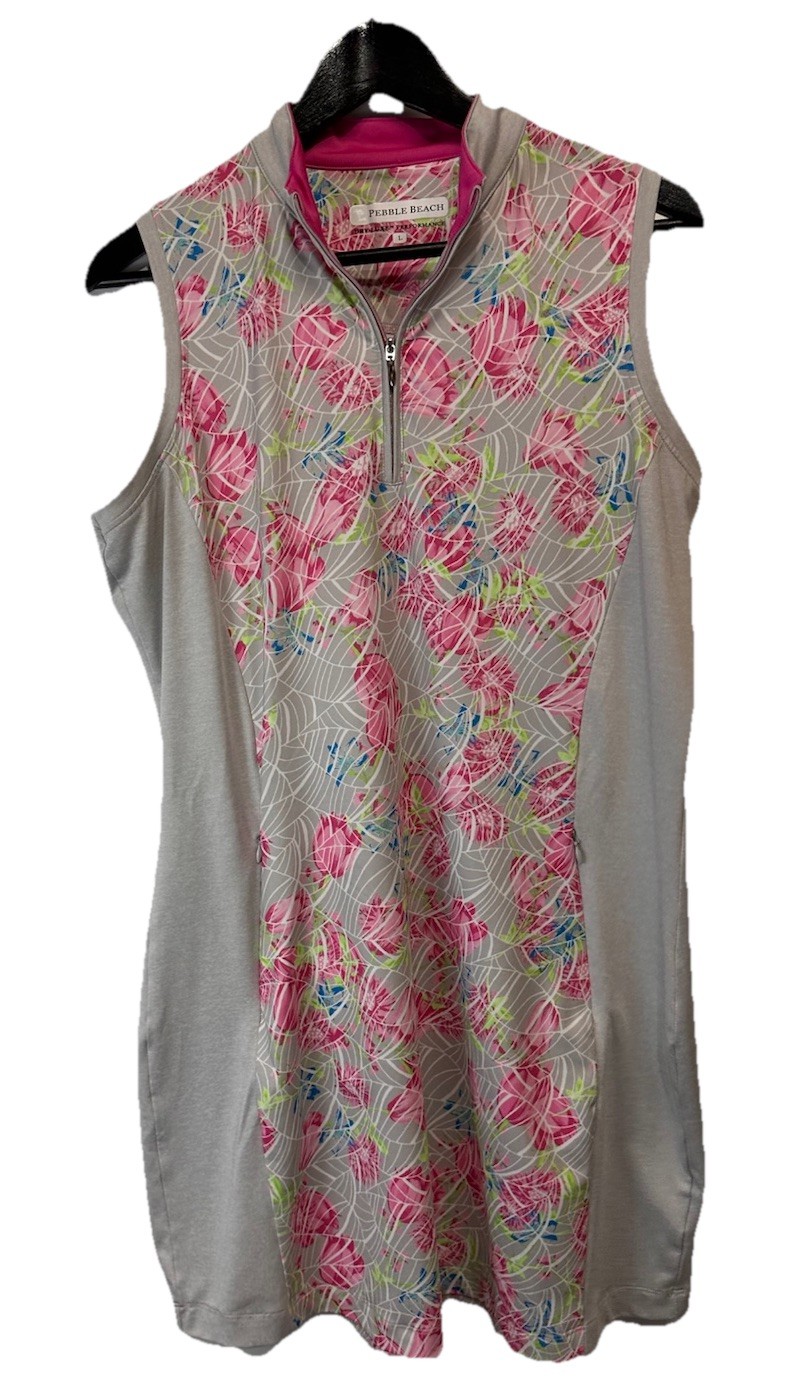 Pebble Beach Golf Dress Dry Luxe Sleeveless White Coastal Resort Size L