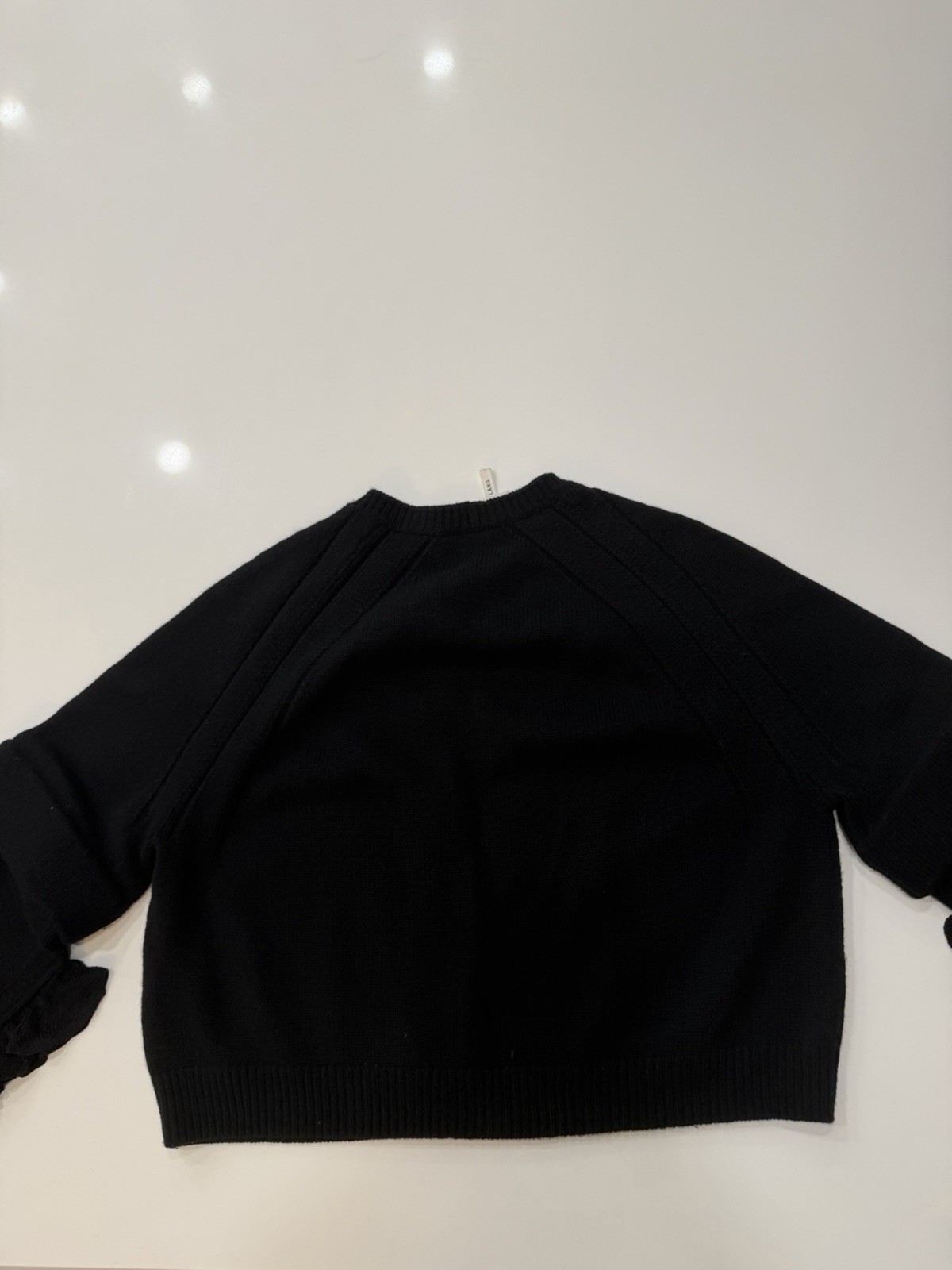 HELMUT LANG WOOL BLEND BACK Small Sweater Reglan With Ruffles On Sleeve