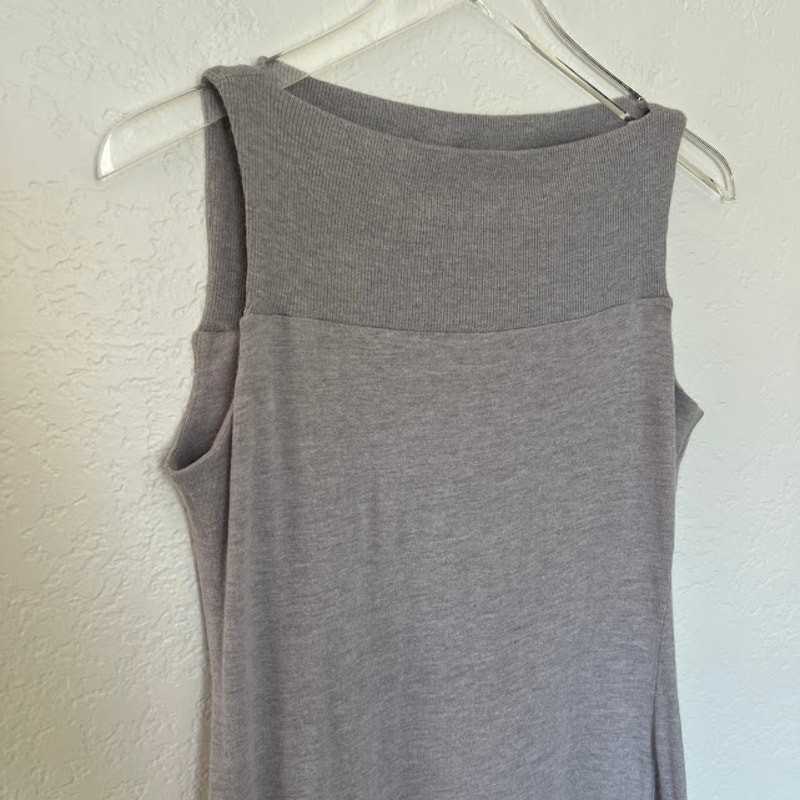 James Perse A-Line Sleeveless Knit Sweater Dress 4 L/XL Gray Midi Length