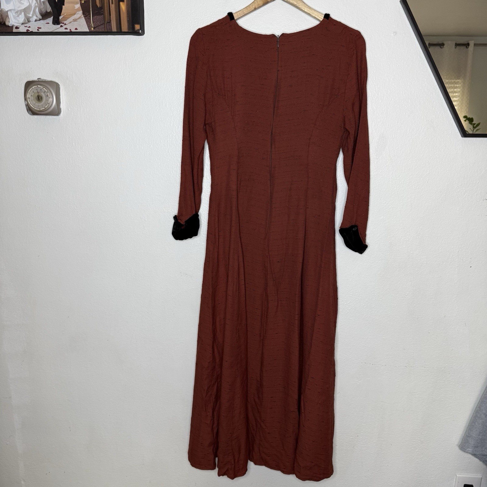 Hanna For La Journee Retro Rockabilly Long Sleeve Dress Velvet Details