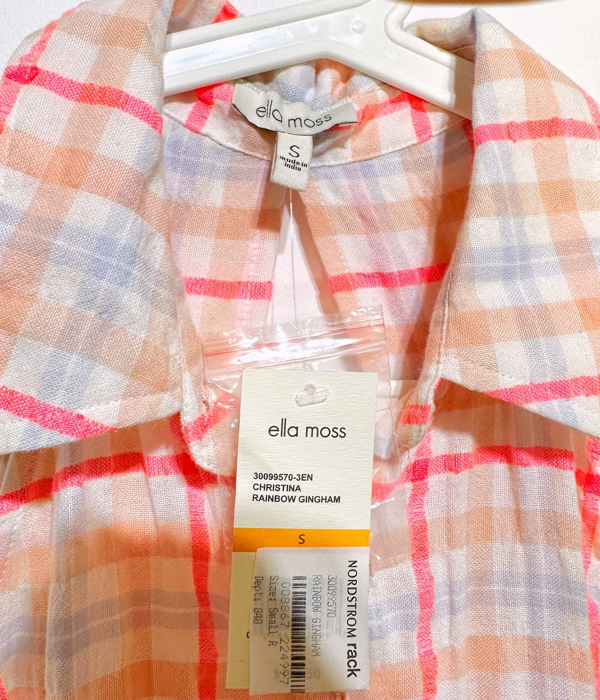 Ella Moss Christina Gingham Cut Out Back Button Front Midi Dress Size S (FLAWED)