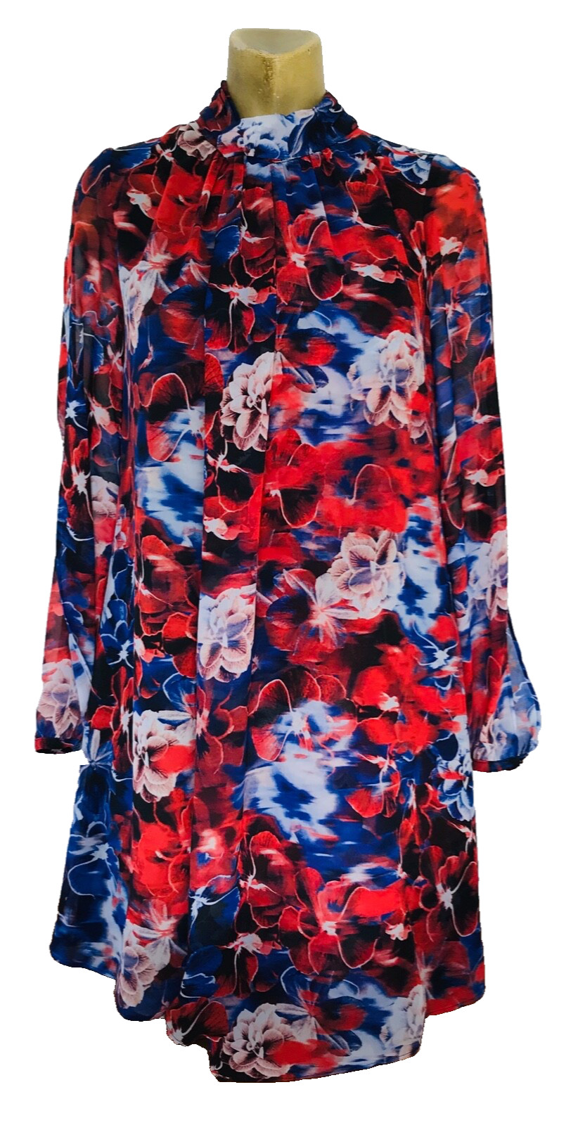 JENNIFER LOPEZ Digital FLORAL Print Bohemian Chiffon DRESS Size 2