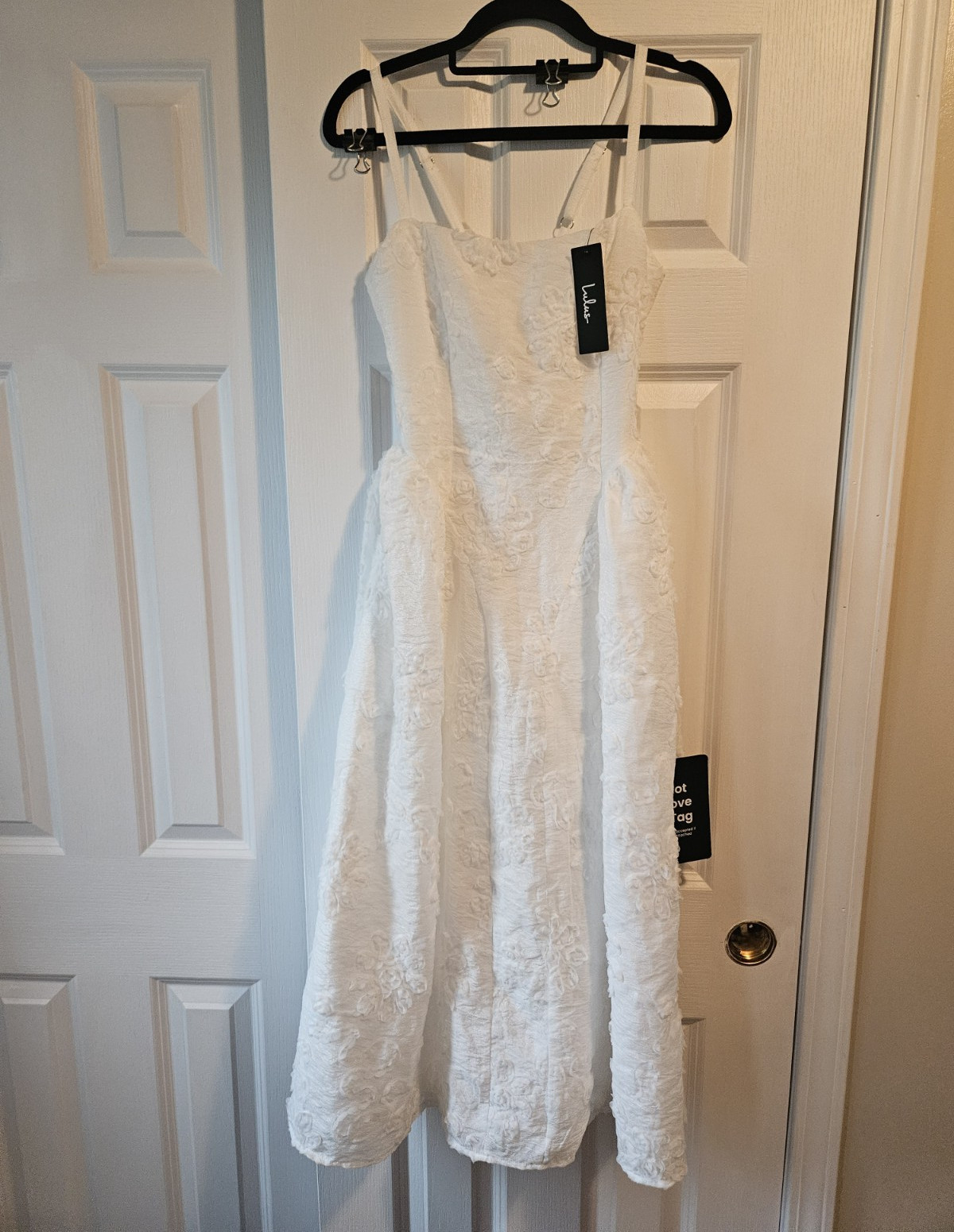 Lulus White Floral Lace Fit & Flare Midi Dress Square Neck Strappy XS