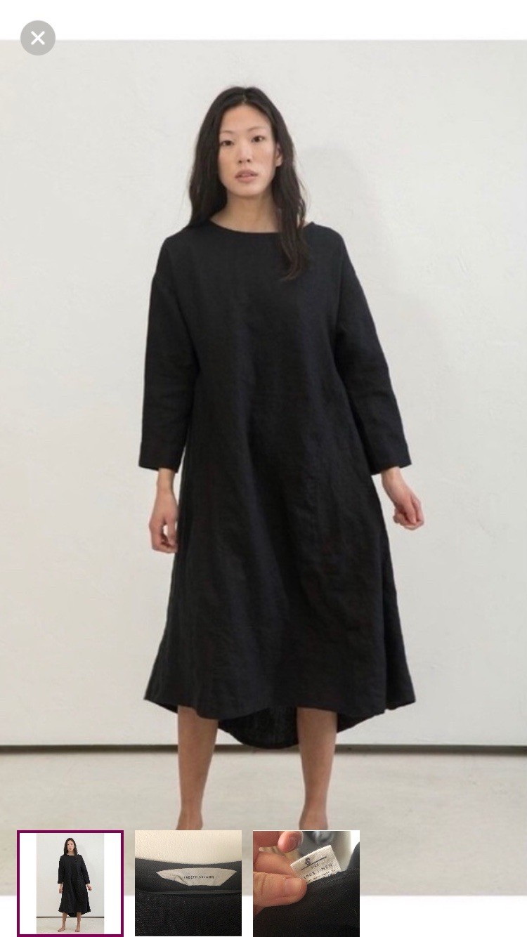 Elizabeth Suzann Parabola Dress Medium Black Linen