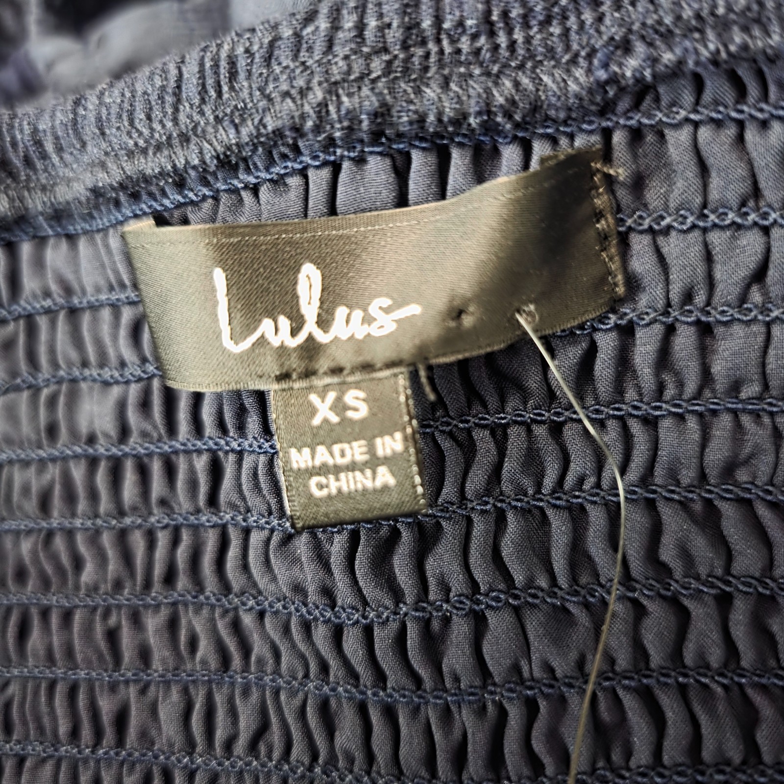 Lulus Navy Smock Gathered Top Bell Sleeve Dress size XS NWT