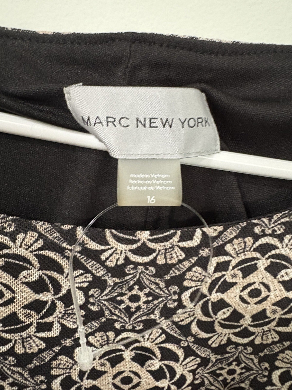 Marc New York Black Beige Patterned Ruched Dress Size 16