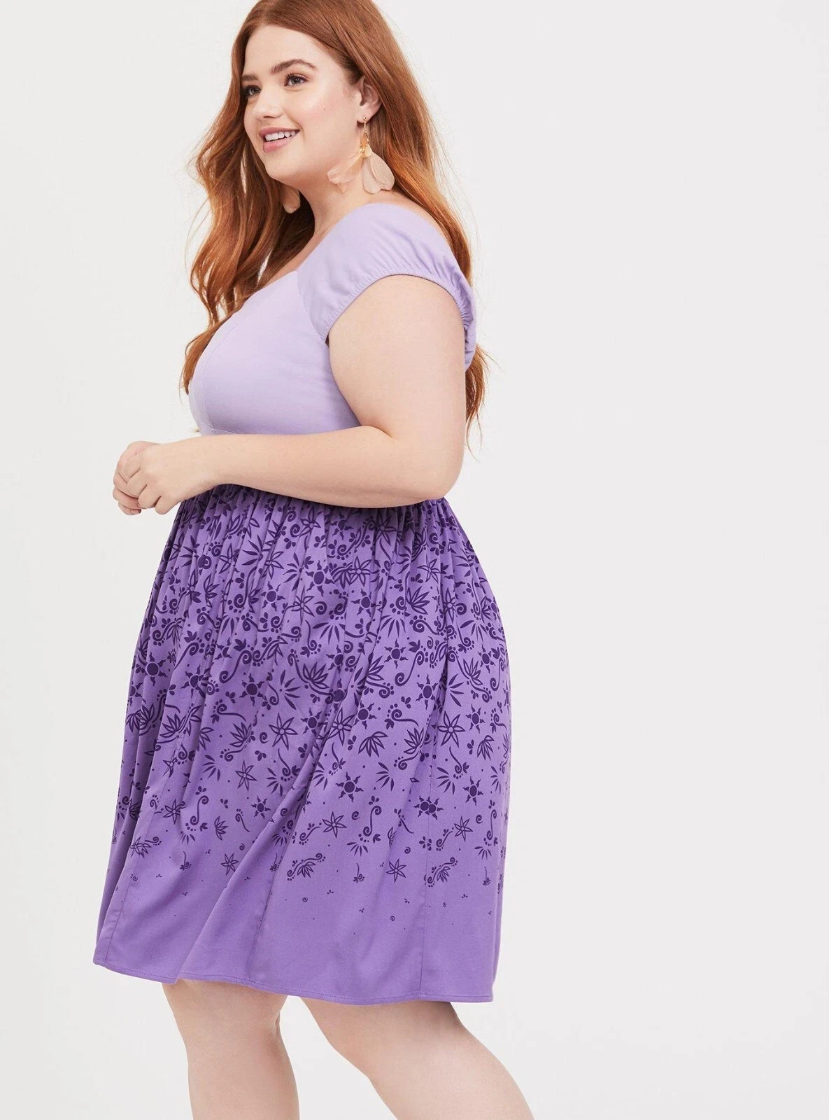 Torrid Disney Tangled Rapunzel Purple Lantern Wisteria Peasant Dress Size 17
