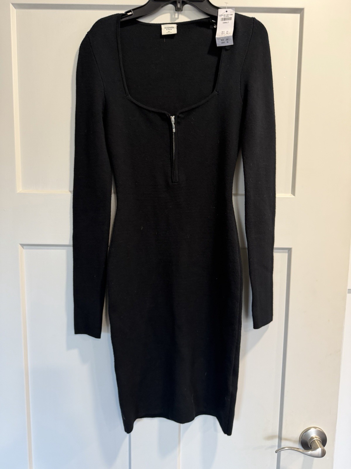 Abercrombie & Fitch Fit Slim Dress XST Black Tight Knit zip NEW y2k NWT