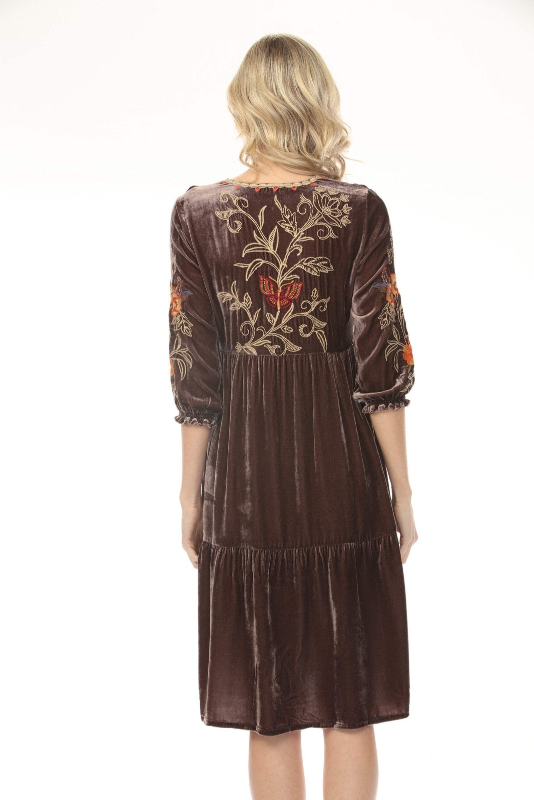 Johnny Was JWLA Taline Velvet Boho Midi Dress Petite Size J33124-0