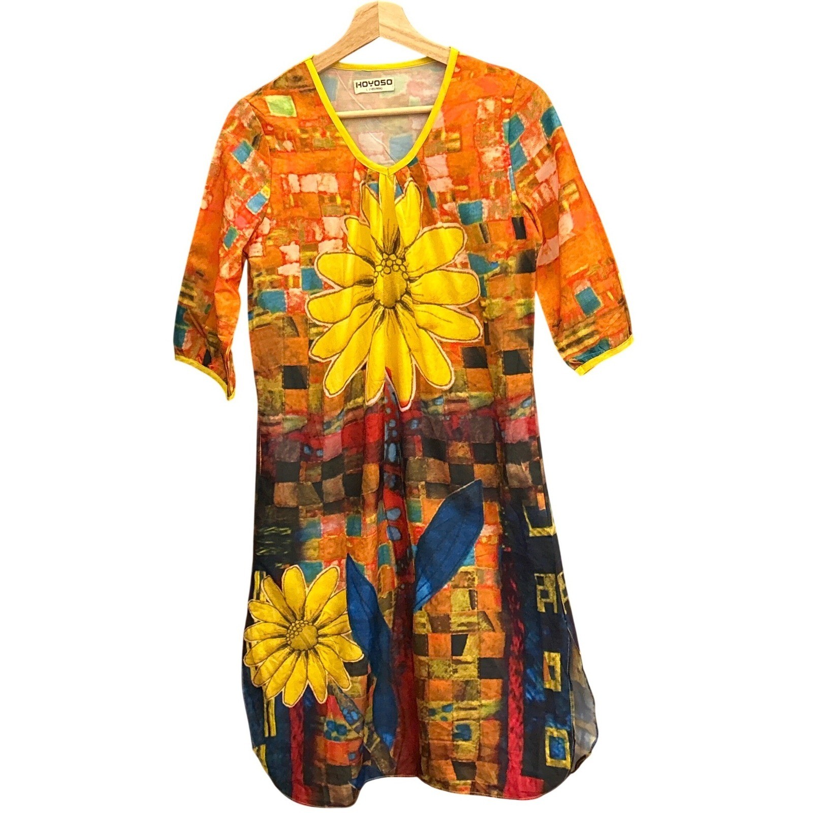 Modern HOYOSO Tunic Dress Art To Wear Maximalist Floral Electric Artsy Colorful