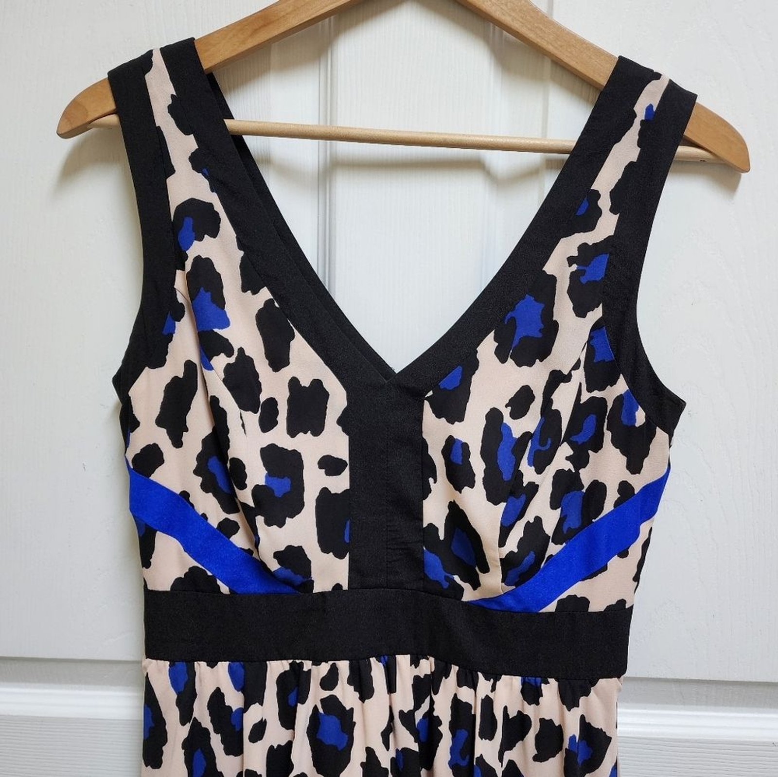 Gianni Bini Black Multi Leopard Print Sleeveless Dress Sz 9 Junior V Neck Zipper