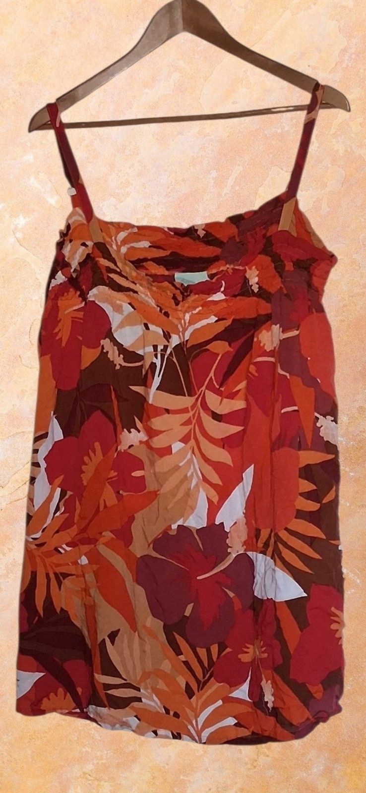 Free Destination Tropical Floral Mini Sundress/Tunic L Beach Cover-Up Resort