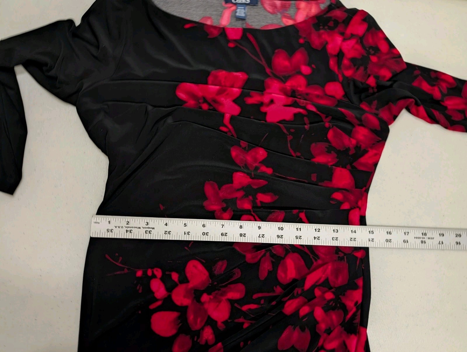 Chaps Dark Floral Sheath Long Sleeve Dress Womens M Professional Classic #drs21