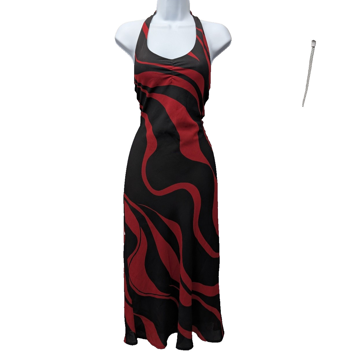 Vintage Midi Dress Womens Small 90s Whimsigoth Halter Red Grunge Forever 21 Y2K