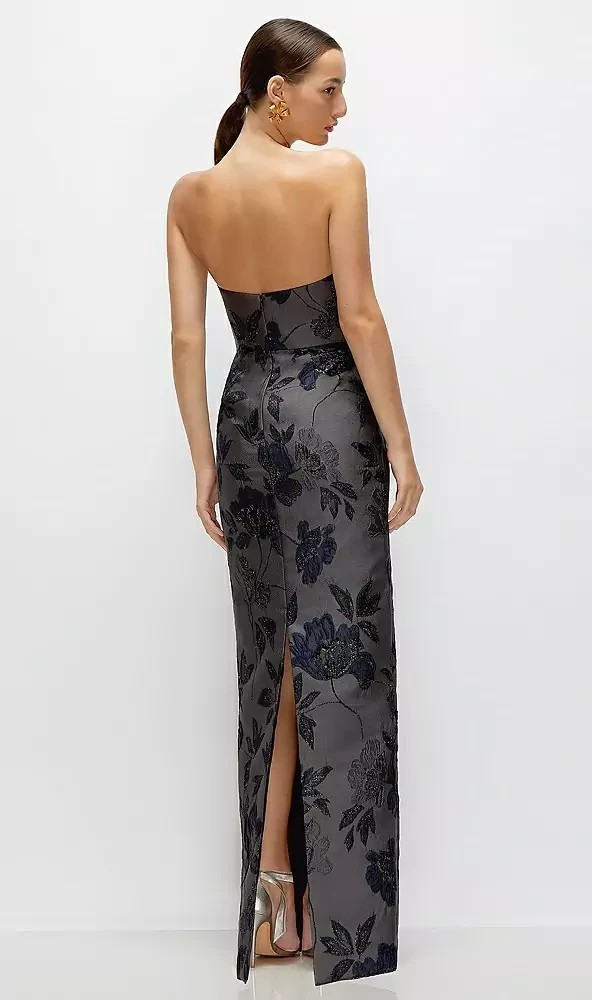 NEW Alfred Sung Metallic Floral Jacquard Strapless DRESS NAVY SZ 6/100%AUTHENTIC