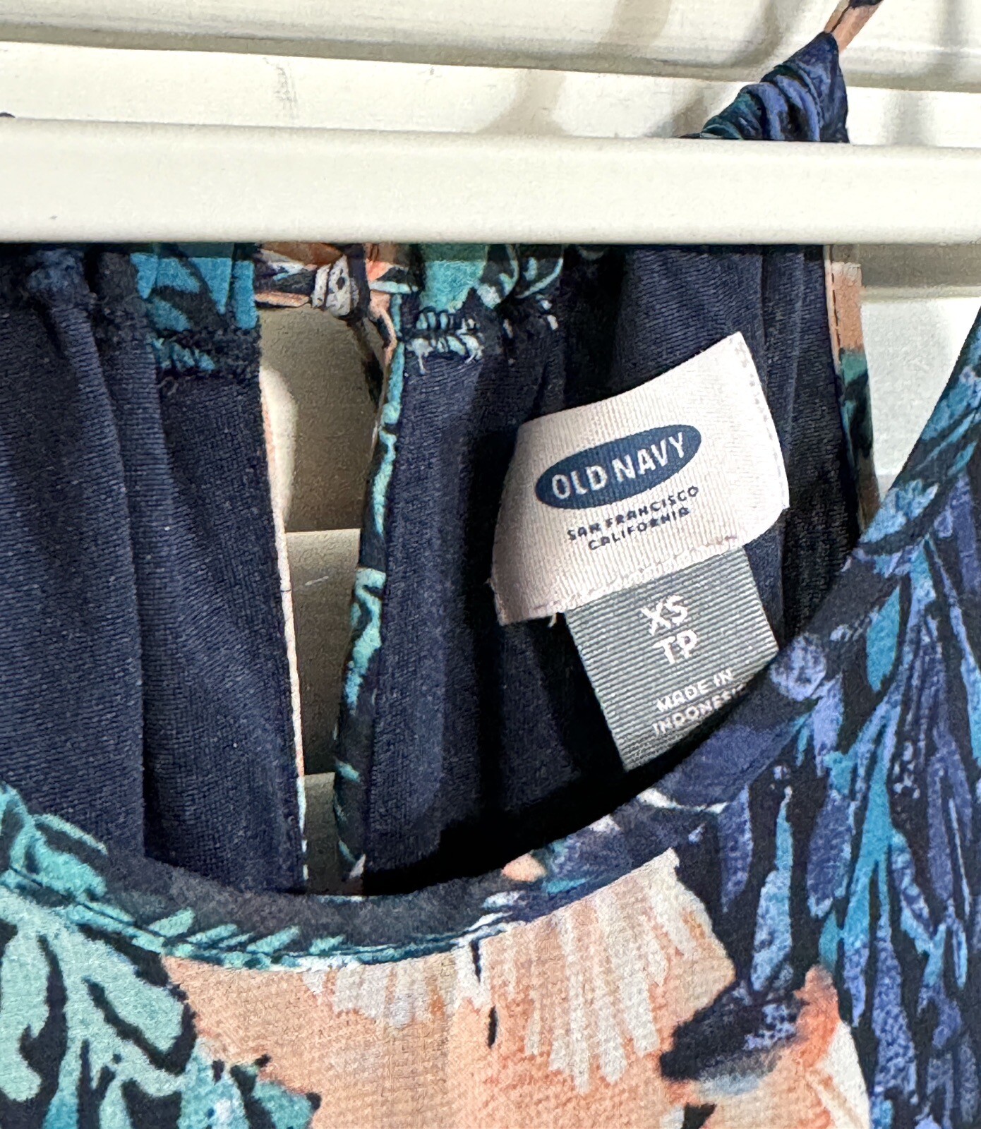Old Navy Dress Blue Tropical Floral Silky Chiffon Hi-Lo Midi Beach Size XS Women