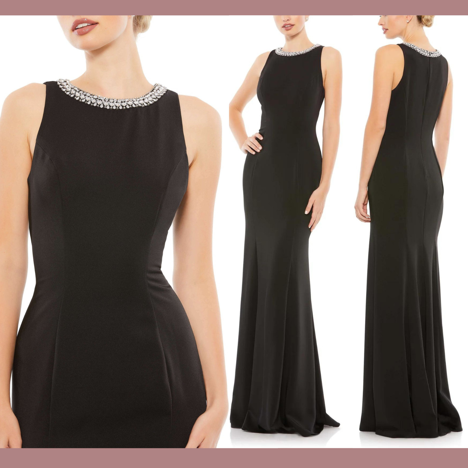 NWT MAC DUGGAL [ size 10 ] 49093 Embellished Neck Trumpet Gown in Black #S1116