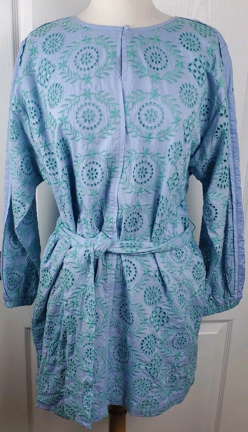 Tanya Taylor Anna Dress Serenity Mint Blue Size Medium Eyelet Lace Boho