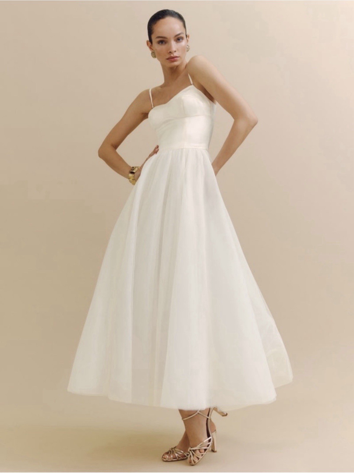 REFORMATION ALOUETTE WEDDING DRESS, FIOR DI LATTE, Sz 6 NWT