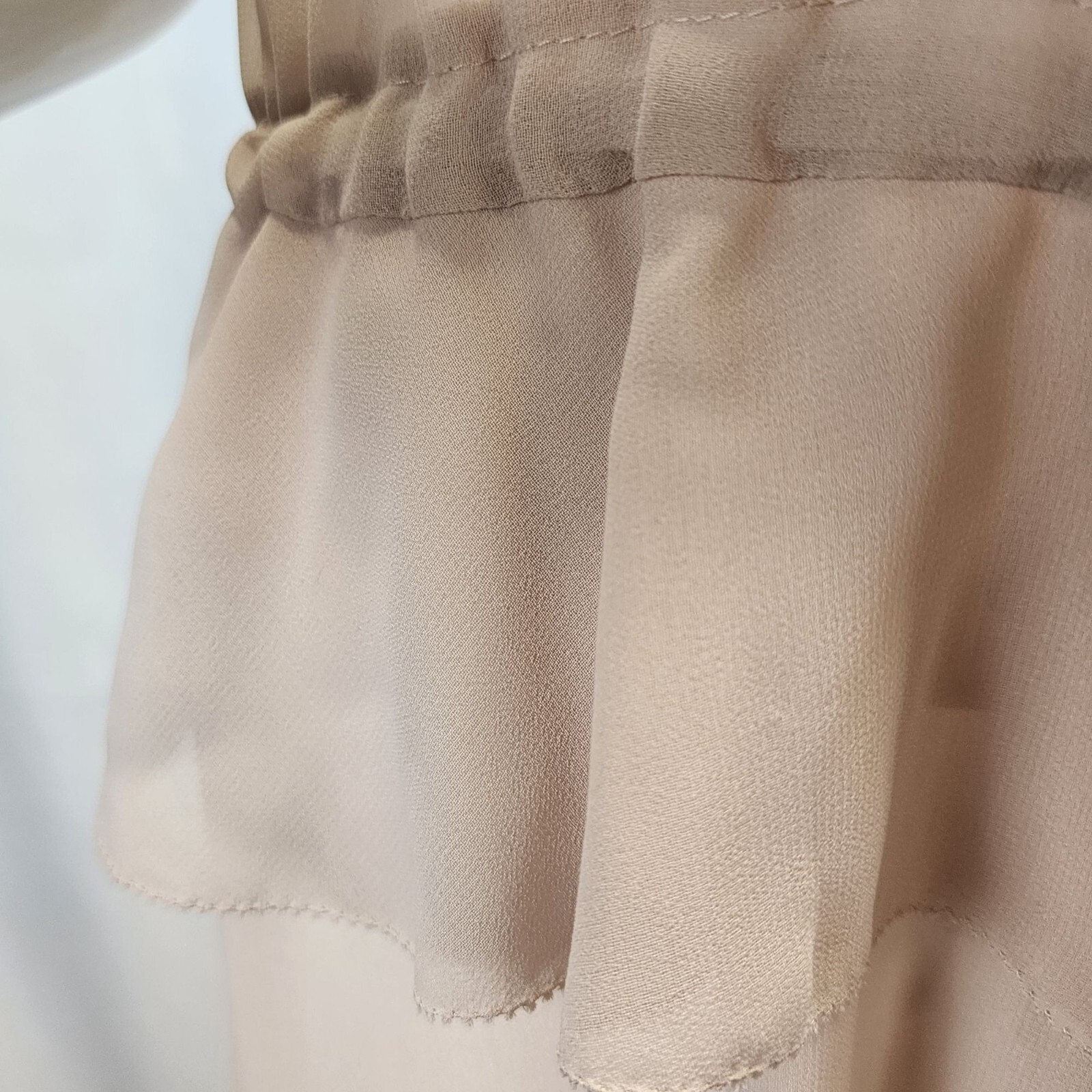 Sheer Button-Down Dress With Drawstring Waist & Ruffle Hem Size 6 Kensie NWT